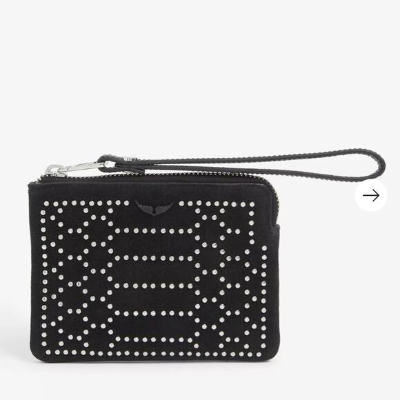 Zadig & Voltaire Noir Rock Branded Suede Wristlet - Picture 1 of 7